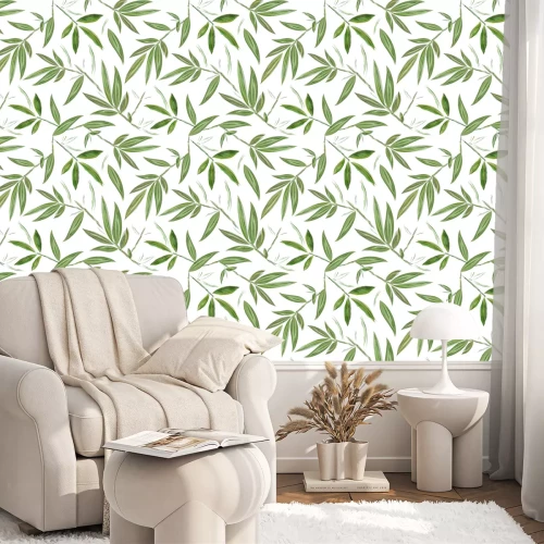 Behang Fijne bamboe bladeren