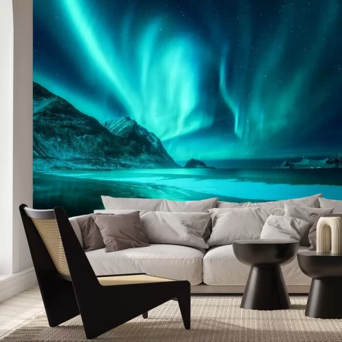 Fotobehang Nachtelijke lucht boven Noorwegen