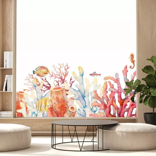 Fotobehang Aquarel van rood koraalrif