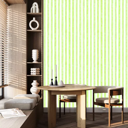 Behang Motief met witte en groene strepen