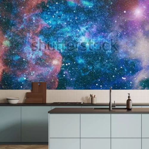 Sticker Kosmos in roze blauwe pastelkleuren