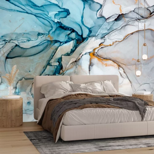 Fotobehang Glamour blauw marmer