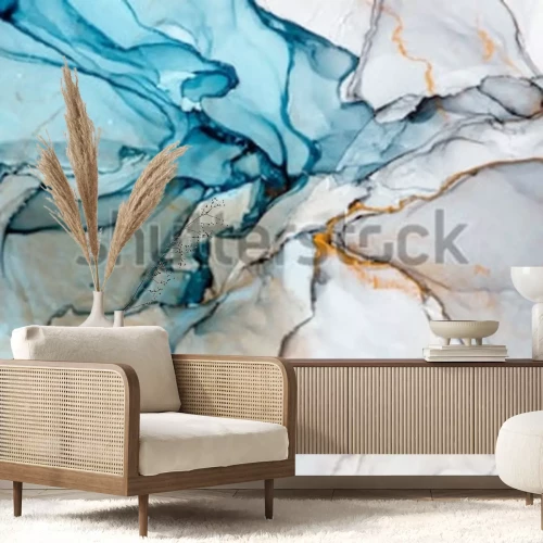 Fotobehang Glamour blauw marmer