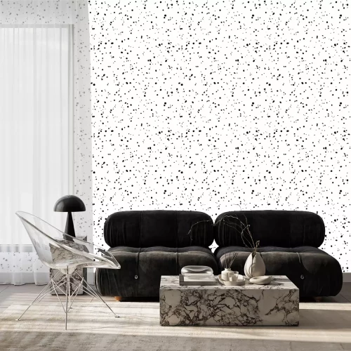 Behang Abstract Black and White Seamless Pattern. Vector Dotted Textured Background
