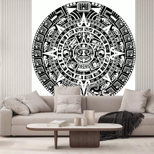 Sticker Zwart-wit Maya-kalender