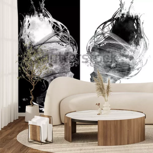 Fotobehang Twee zwart-witportretten van vrouwen