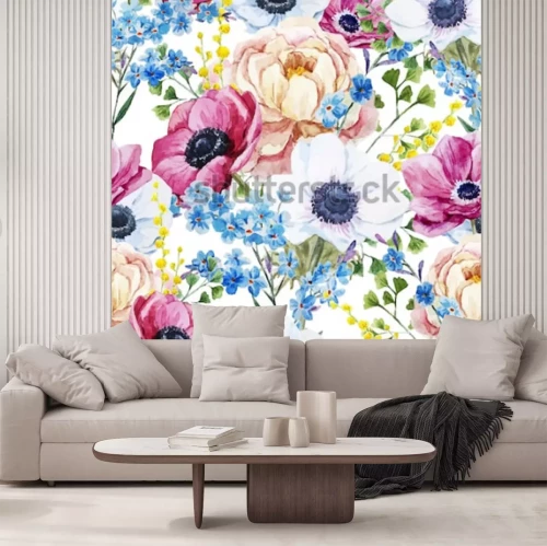 Sticker Bloemen op een veldsamenstelling