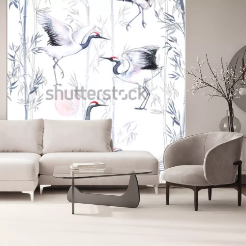 Fotobehang Vogels in Aziatische stijl