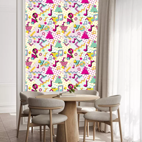 Behang Colorful abstract 80s style seamless pattern with musical notes