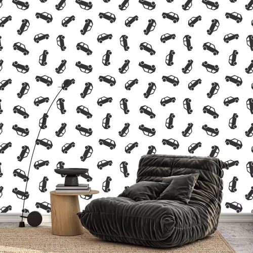 Behang Car icon seamless pattern background. Automobile vector illustration. Auto symbol pattern.