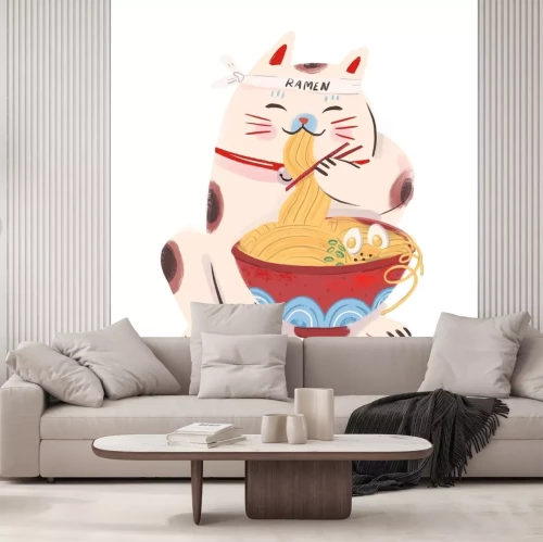 Sticker Manekineko die ramen eet