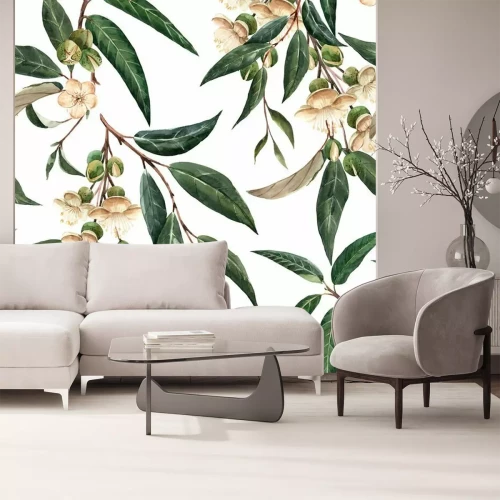 Fotobehang Watercolor durian tropical seamless pattern