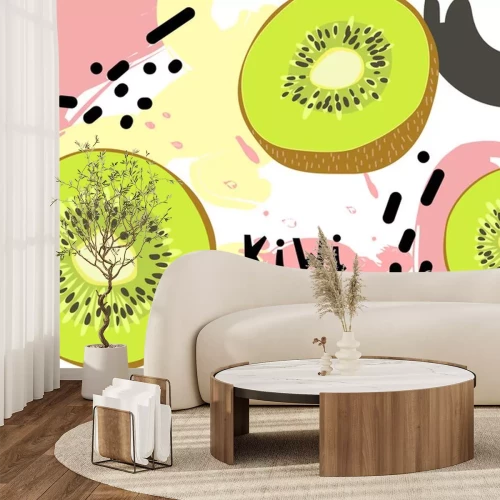 Sticker Hand drawn with print kiwi fruit