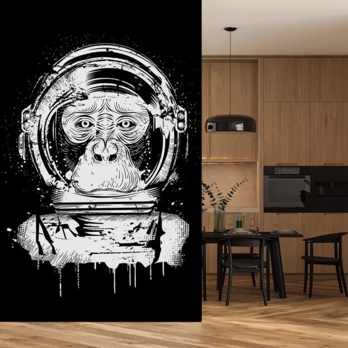 Sticker Chimpansee in een afbeelding van een astronautenhelm