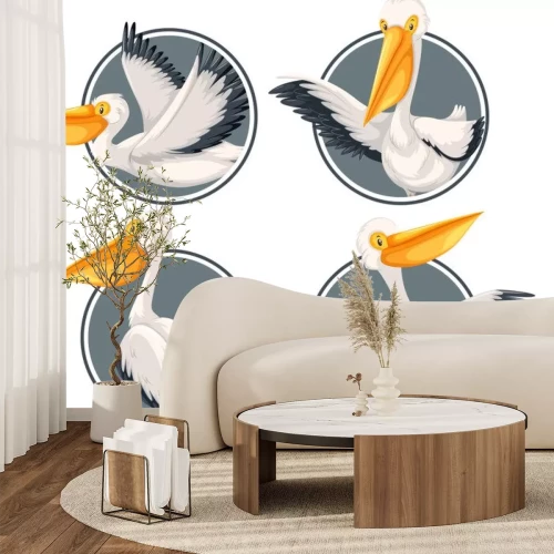 Sticker A pelican on sticker template