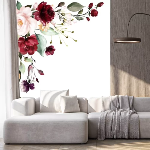 Sticker Aquarel bloemen op de witte achtergrond