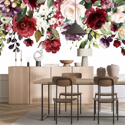 Fotobehang Slinger van geschilderde bloemen