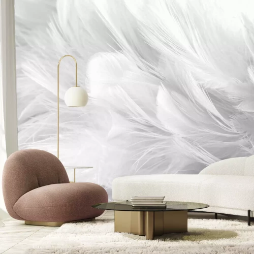 Fotobehang Witte veren textuur