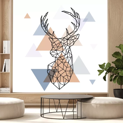 Sticker Geometrische hoofd van de Scandinavische herten. Veelhoekige stijl. Scandinavische stijl.