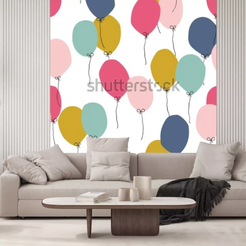 Sticker Veelkleurige gebonden ballonnen minimalistische illustratie