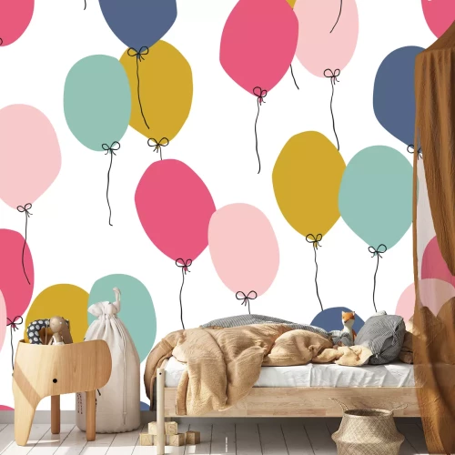 Sticker Veelkleurige gebonden ballonnen minimalistische illustratie