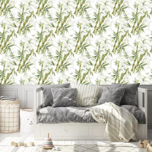 Behang Aquarel bamboe