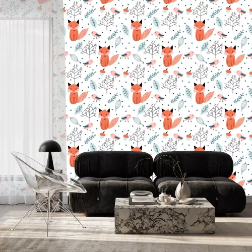 Behang Seamless pattern with forest animals.
