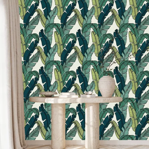 Behang Seamless pattern of Tropical palms leaves