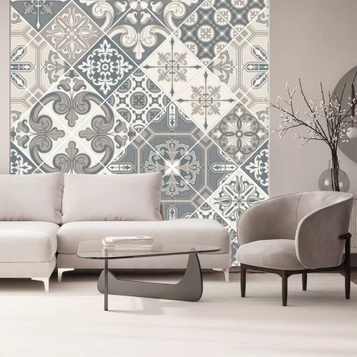 Sticker Portugese tegels in grijze kleuren