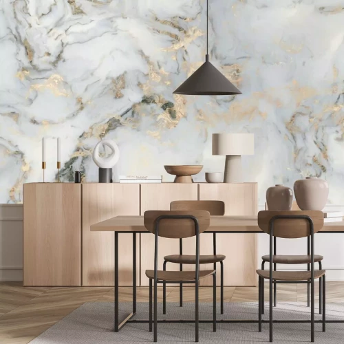 Fotobehang Stippen op wit marmer