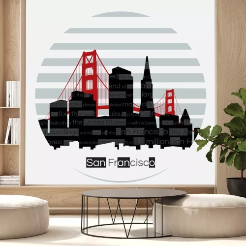 Sticker San Francisco silhouette vector round label