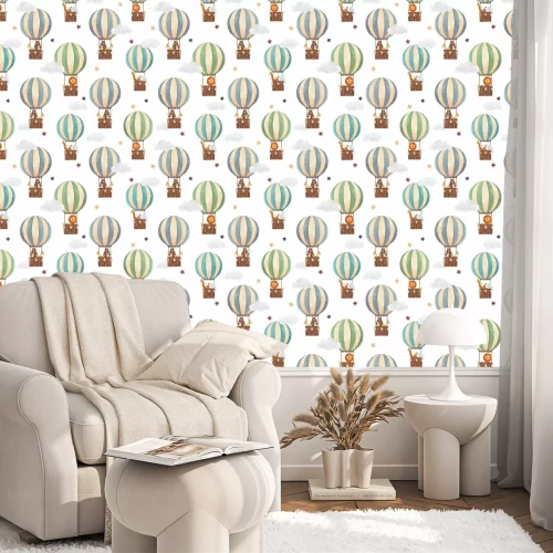 Behang Vliegende ballonnen met dieren