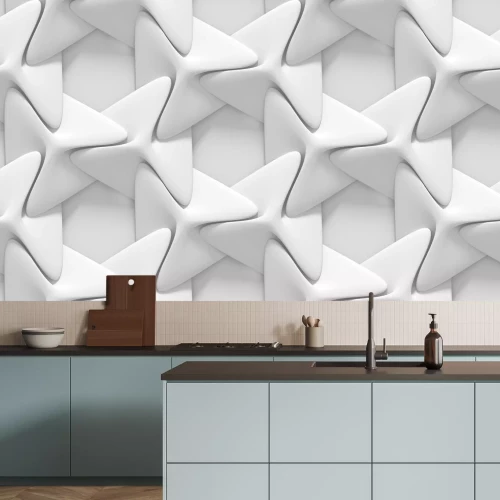 Fotobehang Witte geometrische 3D-mozaïek