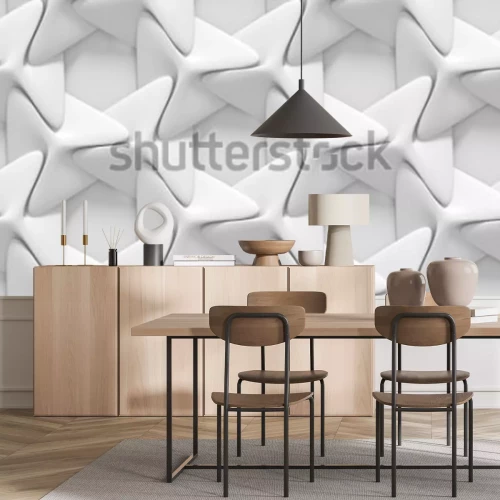 Fotobehang Witte geometrische 3D-mozaïek