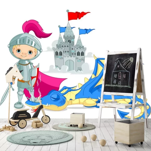 Sticker De kleine kasteelridder en de verslagen draak