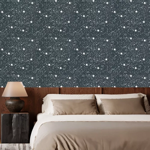 Behang Blue night sky with infinity stars. Seamless pattern.