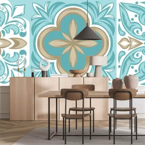 Sticker Drie blauwe Azulejo tegels