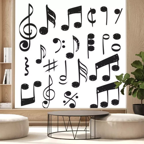 Sticker Music note. Doodles sketch musical vector hand drawn pictures isolated. Illustration of musical note symbol, doodle sketch sound and music