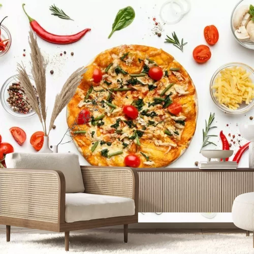 Fotobehang Italiaanse gerechten op tafel