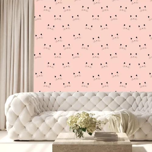 Behang scandinavian cat pattern