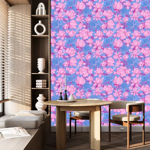 Behang Seamless pattern with magnolia flowers. Vector illustration