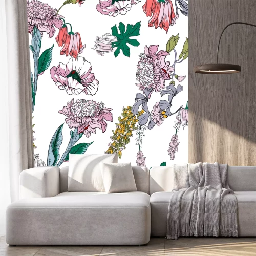 Sticker Bloemen in botanische stijl