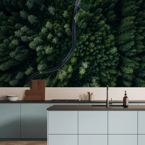 Fotobehang Weg door een bos