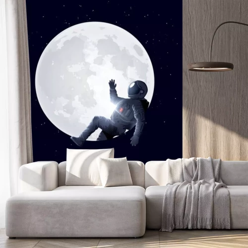 Sticker Astronaut in een ruimtepak op de maan