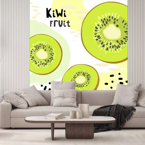 Sticker Hand drawn  with print kiwi fruit. Fresh juicy summer print.