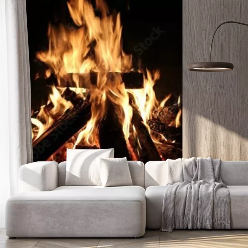 Sticker Brandend hout in de open haard