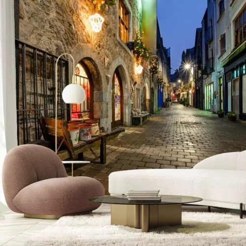 Fotobehang Oude stad straat 's nachts