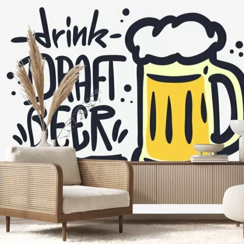 Sticker Draft Beer Hand Drawn Vector Design On A White Background 