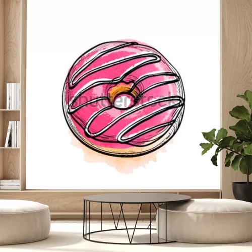 Sticker Hand getekend vectorillustratie van donut.