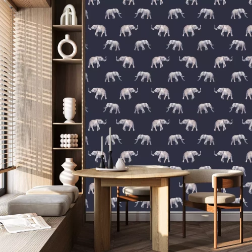 Behang Realistische olifanten op een donkere achtergrond